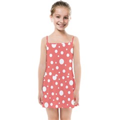 Polka Dot On Living Coral Kids  Summer Sun Dress by LoolyElzayat