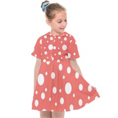 Polka Dot On Living Coral Kids  Sailor Dress by LoolyElzayat