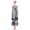 Awesome Black And White Wolf In The Dark Night Button Up Chiffon Maxi Dress View1