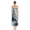 Awesome Black And White Wolf In The Dark Night Button Up Chiffon Maxi Dress View2