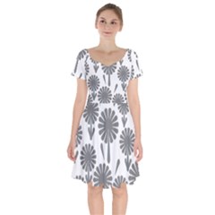 Zappwaits Flowers Black Short Sleeve Bardot Dress by zappwaits