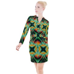 Farbenpracht Kaleidoscope Button Long Sleeve Dress by Pakrebo