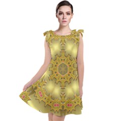 Pattern Background Gold Golden Tie Up Tunic Dress by Pakrebo