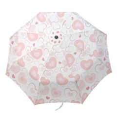 Pastel Pink Hearts Folding Umbrellas by retrotoomoderndesigns