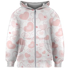 Pastel Pink Hearts Kids  Zipper Hoodie Without Drawstring by retrotoomoderndesigns