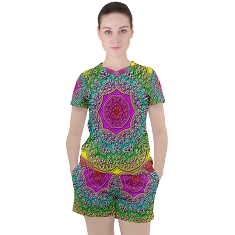 Mandala  Background Geometric Women s Tee And Shorts Set by Pakrebo