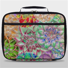 Dahlia Flower Colorful Art Collage Full Print Lunch Bag by Pakrebo