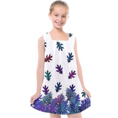 Blue Purple Leaves Kids  Cross Back Dress by LoolyElzayat