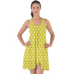 Yellow Polka Dot Show Some Back Chiffon Dress by retrotoomoderndesigns