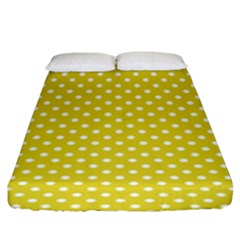 Yellow Polka Dot Fitted Sheet (king Size) by retrotoomoderndesigns