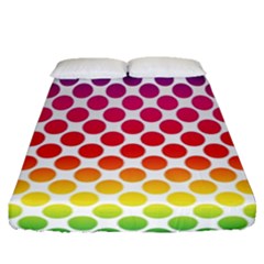 Rainbow Polka Dots Fitted Sheet (queen Size) by retrotoomoderndesigns