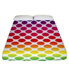 Rainbow Polka Dots Fitted Sheet (king Size) by retrotoomoderndesigns