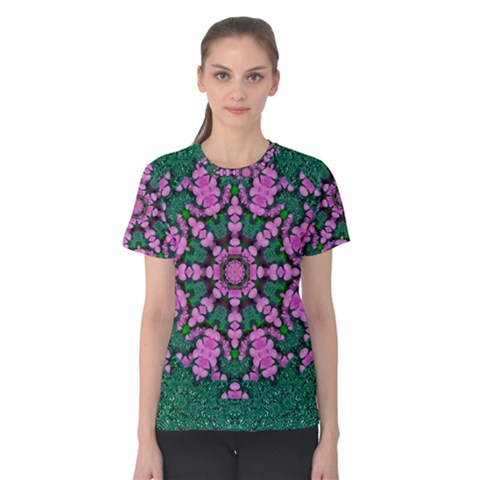 The Most Uniqe Flower Star In Ornate Glitter Women s Cotton Tee by pepitasart