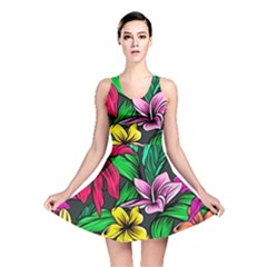 Neon Hibiscus Reversible Skater Dress by retrotoomoderndesigns