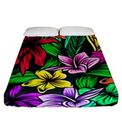 Neon Hibiscus Fitted Sheet (california King Size) by retrotoomoderndesigns