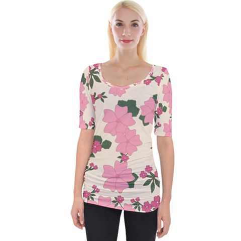 Floral Vintage Flowers Wallpaper Wide Neckline Tee by Mariart