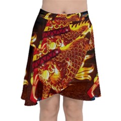 Dragon Lights Chiffon Wrap Front Skirt by Riverwoman