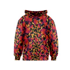 Red Floral Collage Print Design 2 Kids  Pullover Hoodie by dflcprintsclothing