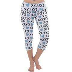 Xo Valentines Day Pattern Capri Yoga Leggings by Valentinaart