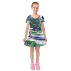 Shakespeare Garden Stratford Kids  Short Sleeve Velvet Dress by Riverwoman