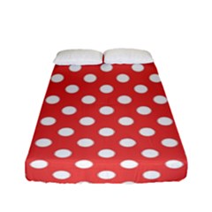 Red White Polka Dots Fitted Sheet (full/ Double Size) by retrotoomoderndesigns