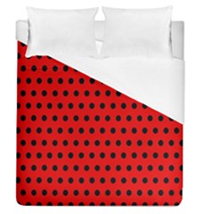 Red Black Polka Dots Duvet Cover (queen Size) by retrotoomoderndesigns