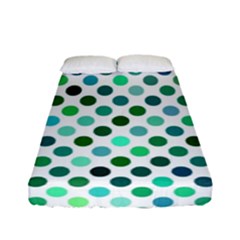 Shades Of Green Polka Dots Fitted Sheet (full/ Double Size) by retrotoomoderndesigns