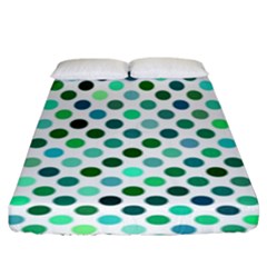 Shades Of Green Polka Dots Fitted Sheet (king Size) by retrotoomoderndesigns