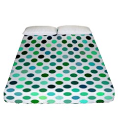 Shades Of Green Polka Dots Fitted Sheet (california King Size) by retrotoomoderndesigns