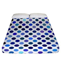 Shades Of Blue Polka Dots Fitted Sheet (queen Size) by retrotoomoderndesigns