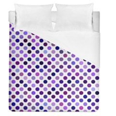 Shades Of Purple Polka Dots Duvet Cover (queen Size) by retrotoomoderndesigns