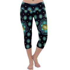 Light And Love Flowers Decorative Capri Yoga Leggings by pepitasart