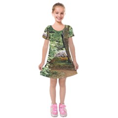 Garden Of The Phoenix Kids  Short Sleeve Velvet Dress by Riverwoman