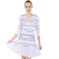 Alien Space Ufo Extraterrestrial Quarter Sleeve Front Wrap Dress by Wegoenart