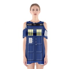 Tardis Doctor Who Time Travel Shoulder Cutout One Piece Dress by Wegoenart