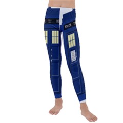 Tardis Doctor Who Time Travel Kids  Lightweight Velour Leggings by Wegoenart