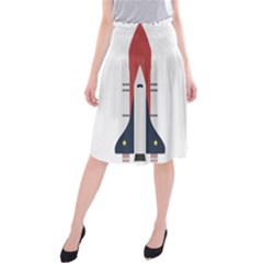 Planet Planets Rocket Shuttle Midi Beach Skirt by Wegoenart