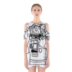 Astronaut Space Exploration Helmet Shoulder Cutout One Piece Dress by Wegoenart