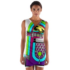 Jukebox Music Music Player Wrap Front Bodycon Dress by Wegoenart