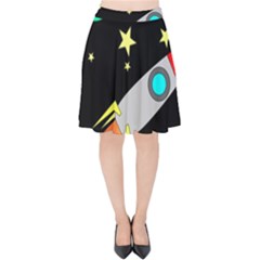 Planet Rocket Space Stars Velvet High Waist Skirt by Wegoenart