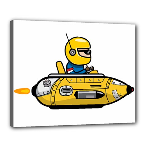 Cartoon Space Racer Galaxy Science Canvas 20  X 16  (stretched) by Wegoenart