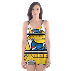 Cartoon Space Racer Galaxy Science Skater Dress Swimsuit by Wegoenart