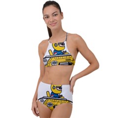 Cartoon Space Racer Galaxy Science High Waist Tankini Set by Wegoenart