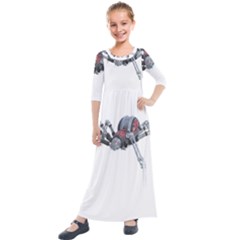 Spider Arachnid Animal Robot Kids  Quarter Sleeve Maxi Dress by Wegoenart