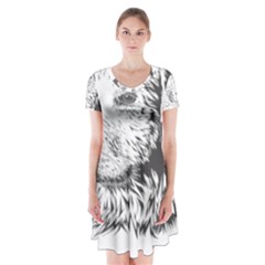 Dog Animal Domestic Animal Doggie Short Sleeve V-neck Flare Dress by Wegoenart