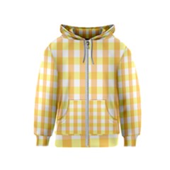 Gingham Duo Orange On Yellow Kids  Zipper Hoodie by retrotoomoderndesigns