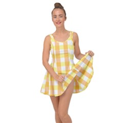 Gingham Duo Orange On Yellow Inside Out Casual Dress by retrotoomoderndesigns