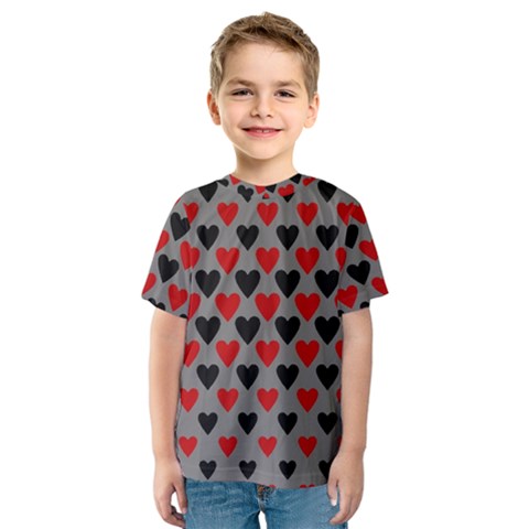 Red & Black Hearts - Grey Kids  Sport Mesh Tee by WensdaiAmbrose