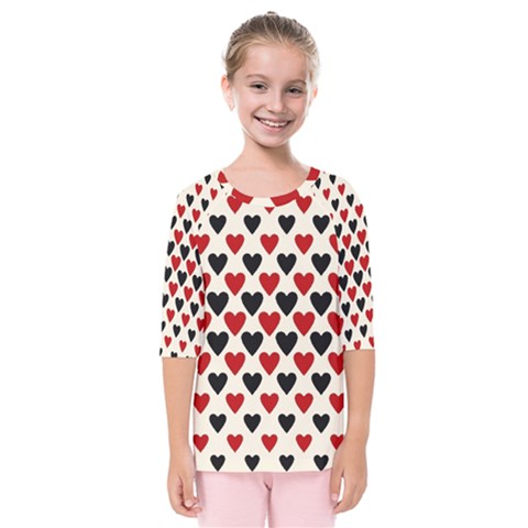 Red & Black Hearts - Eggshell Kids  Quarter Sleeve Raglan Tee by WensdaiAmbrose