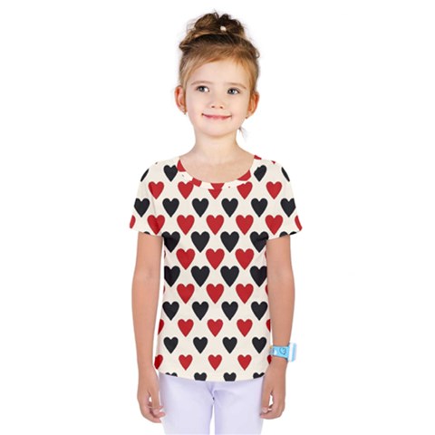 Red & Black Hearts - Eggshell Kids  One Piece Tee by WensdaiAmbrose